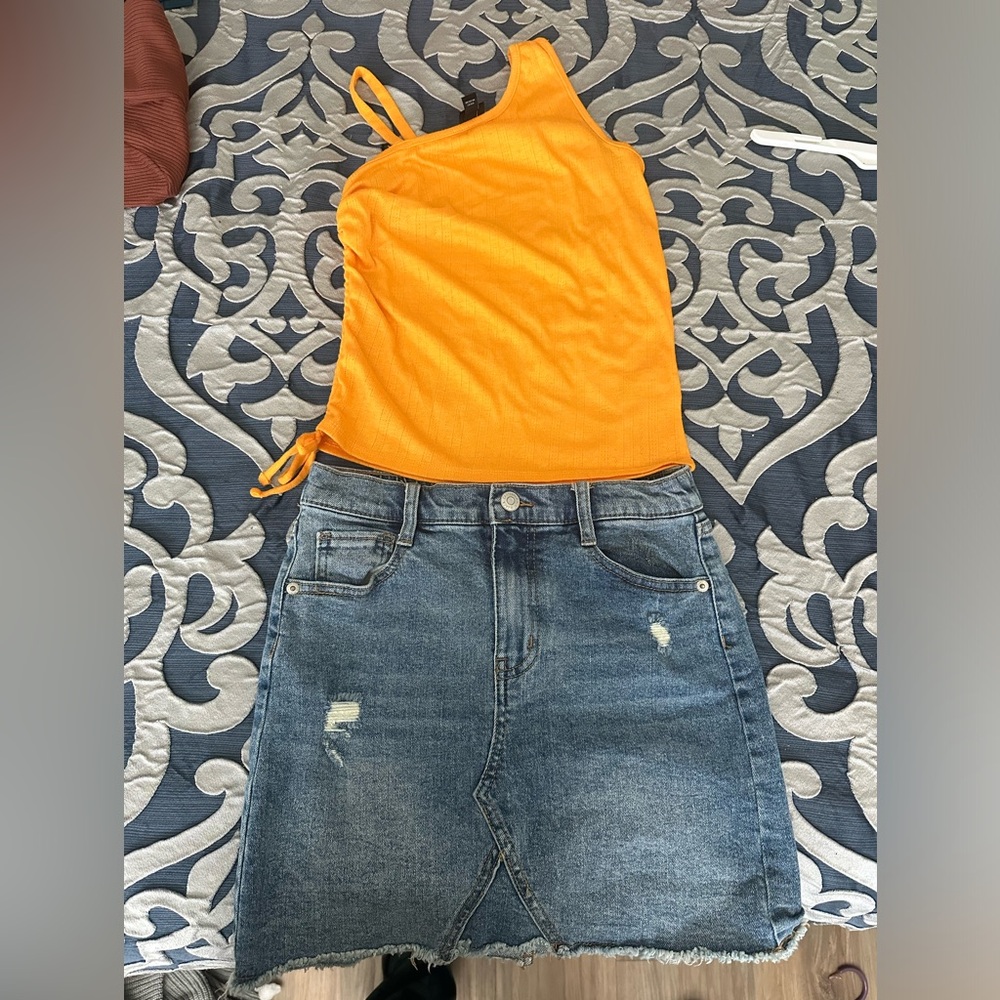 Cat and jack skirt with art class shirt